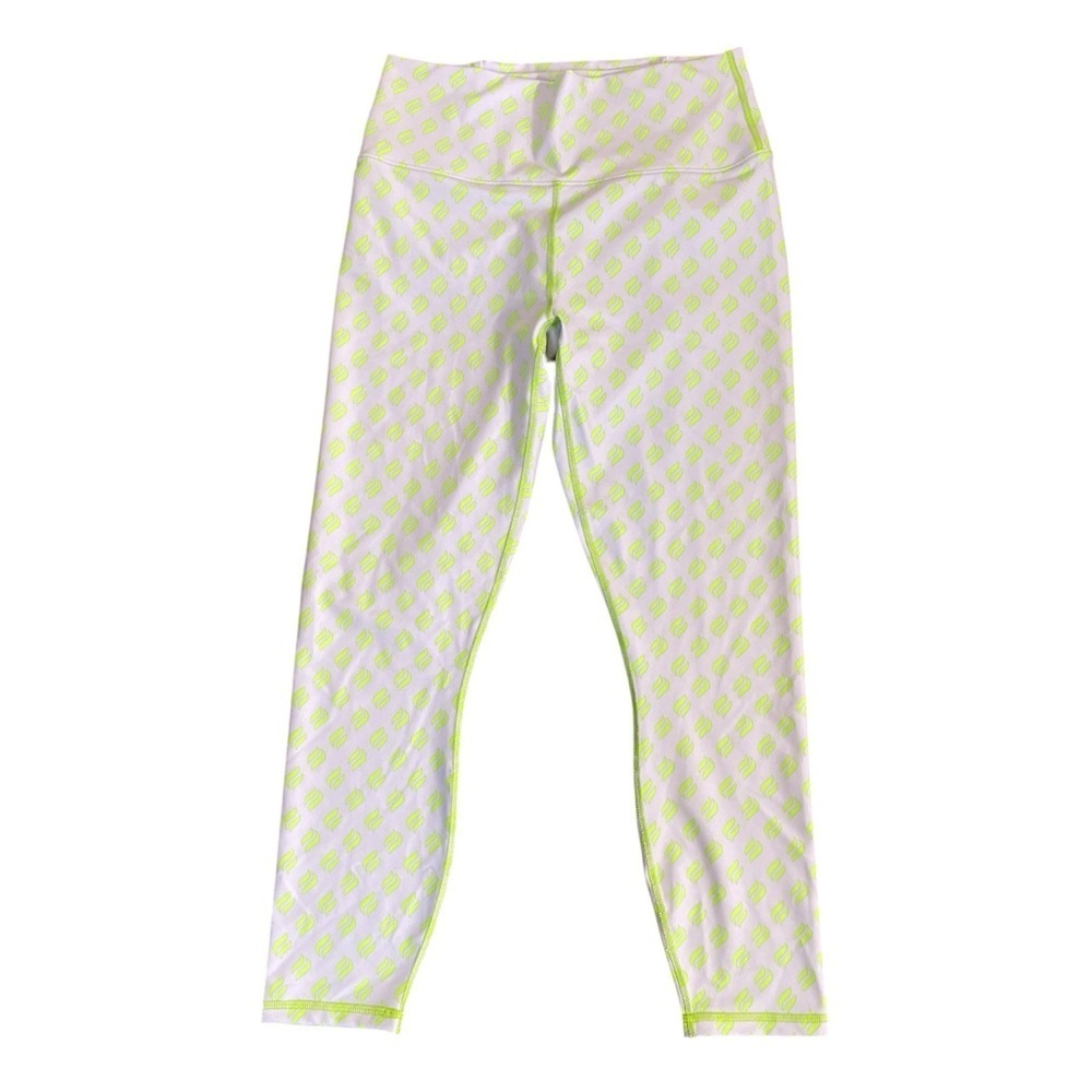 Fabletics Powerhold Lime Green & Gray Crop Leggings Sz S